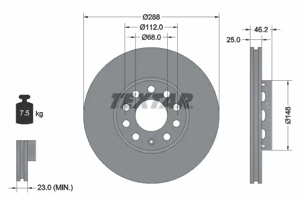 Handler.Part Brake disc TEXTAR 92057605 1