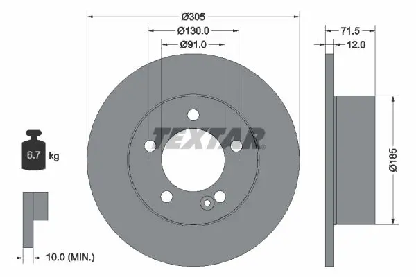 Handler.Part Brake disc TEXTAR 92228800 1