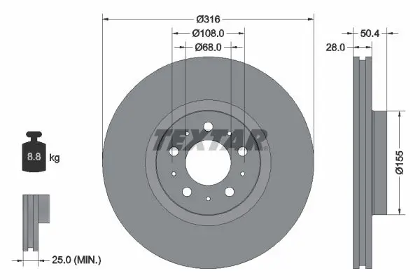 Handler.Part Brake disc TEXTAR 92126603 1