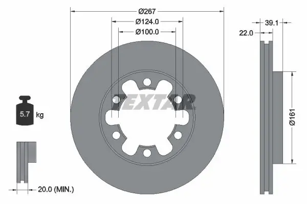 Handler.Part Brake disc TEXTAR 92070100 1