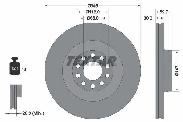 Handler.Part Brake disc TEXTAR 92112500 1