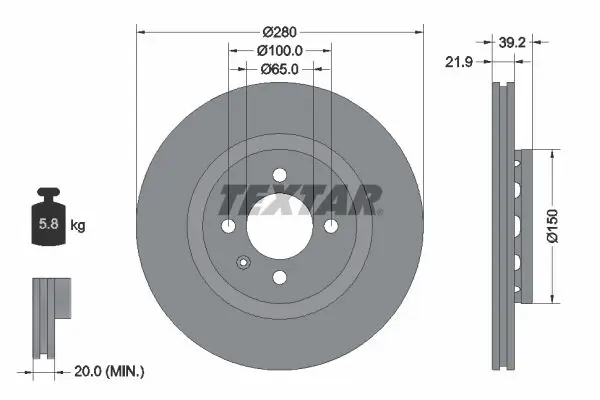 Handler.Part Brake disc TEXTAR 92043500 1