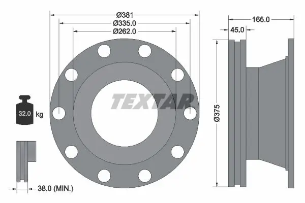 Handler.Part Brake disc TEXTAR 93192500 1