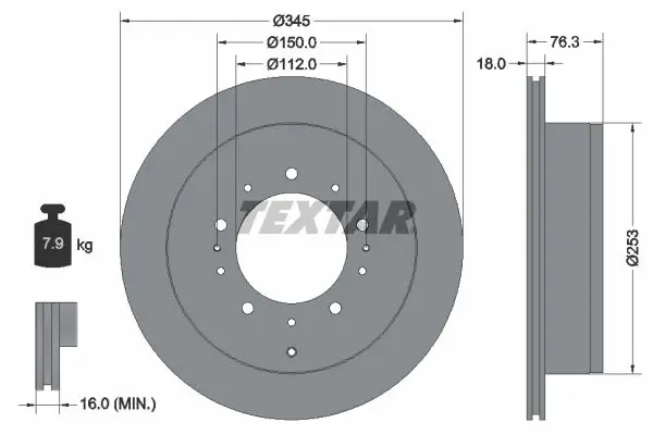 Handler.Part Brake disc TEXTAR 92198503 1