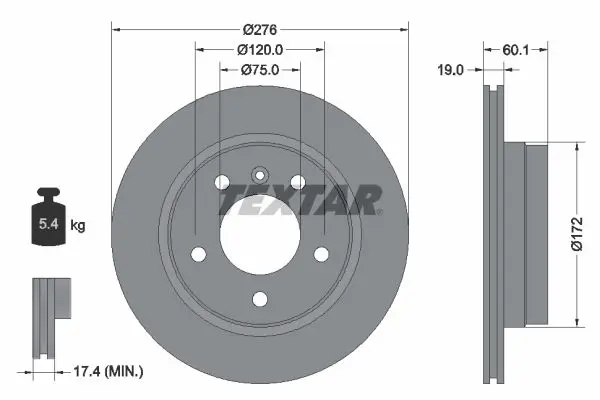 Handler.Part Brake disc TEXTAR 92072403 1