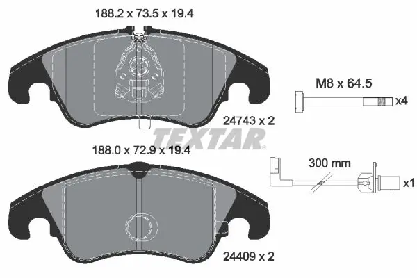 Handler.Part Brake pad set, disc brake TEXTAR 2474381 1