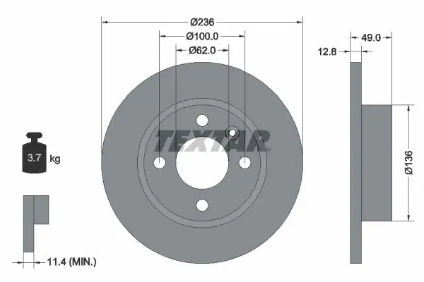 Handler.Part Brake disc TEXTAR 92090400 1