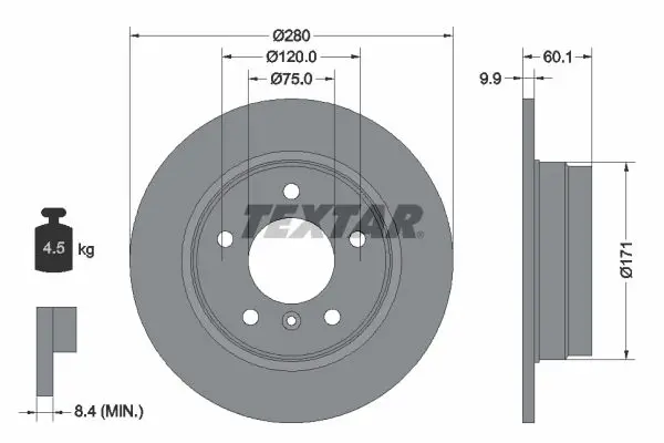 Handler.Part Brake disc TEXTAR 92055703 1