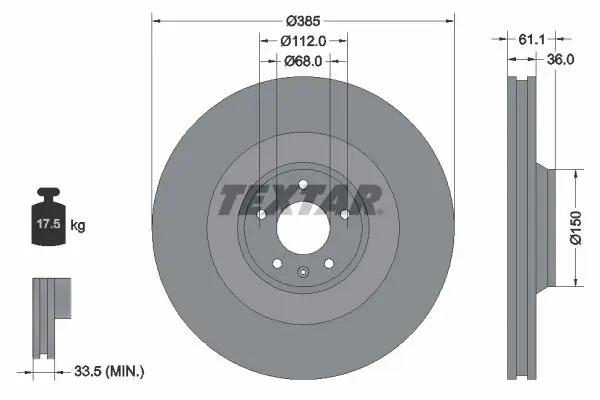 Handler.Part Brake disc TEXTAR 92151303 1