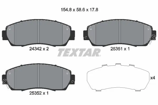 Handler.Part Brake pad set, disc brake TEXTAR 2434201 1