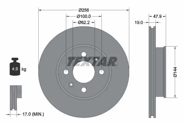 Handler.Part Brake disc TEXTAR 92144700 1