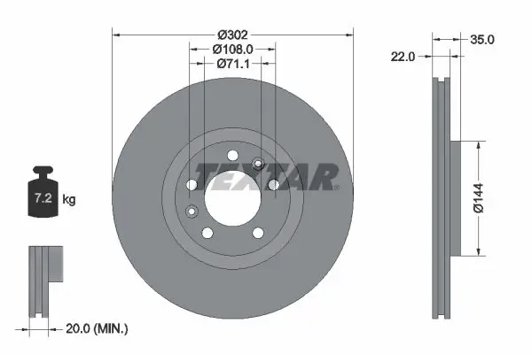 Handler.Part Brake disc TEXTAR 92197103 1