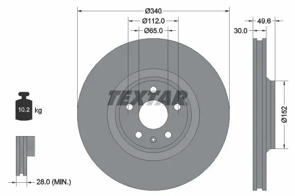 Handler.Part Brake disc TEXTAR 92160503 1