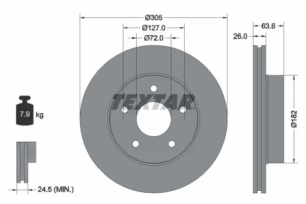 Handler.Part Brake disc TEXTAR 92113600 1