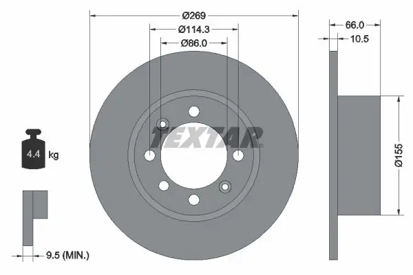 Handler.Part Brake disc TEXTAR 92010000 1