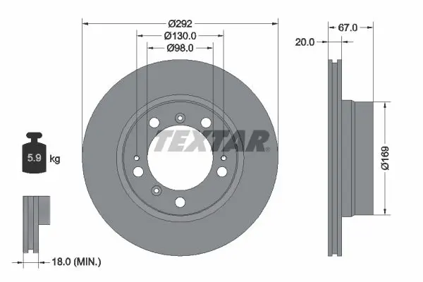 Handler.Part Brake disc TEXTAR 92088903 1