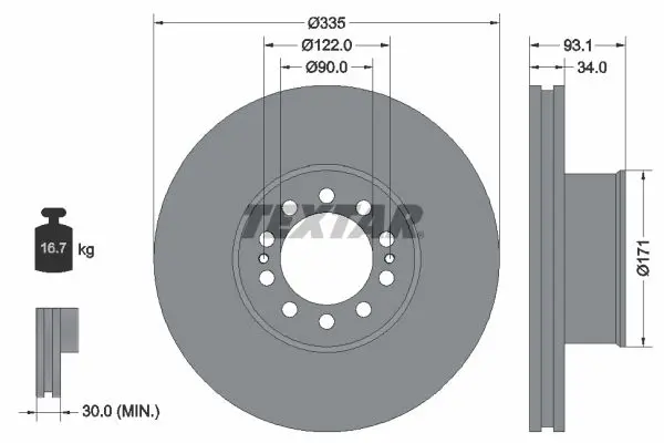 Handler.Part Brake disc TEXTAR 93138000 1