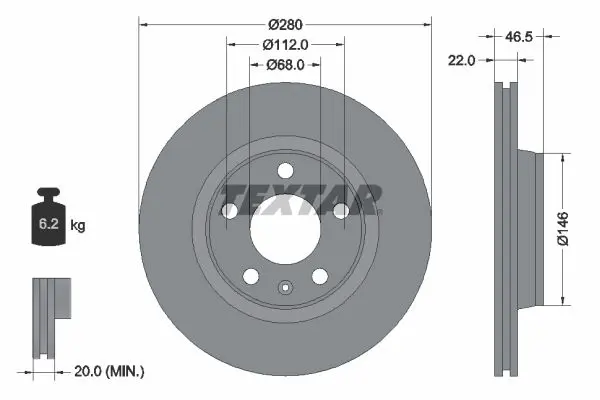 Handler.Part Brake disc TEXTAR 92083505 1