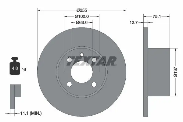 Handler.Part Brake drum TEXTAR 94018000 1