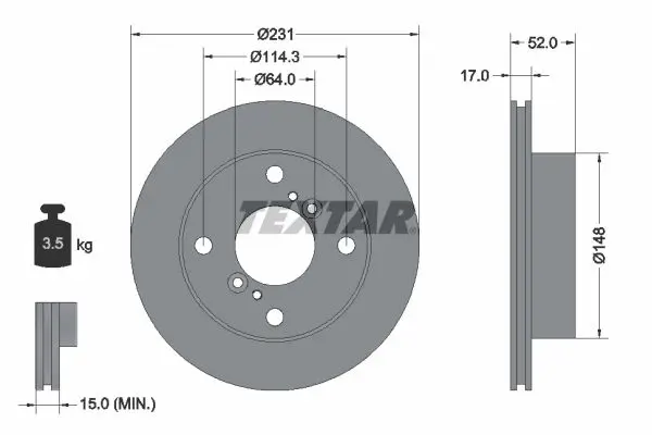 Handler.Part Brake disc TEXTAR 92065900 1