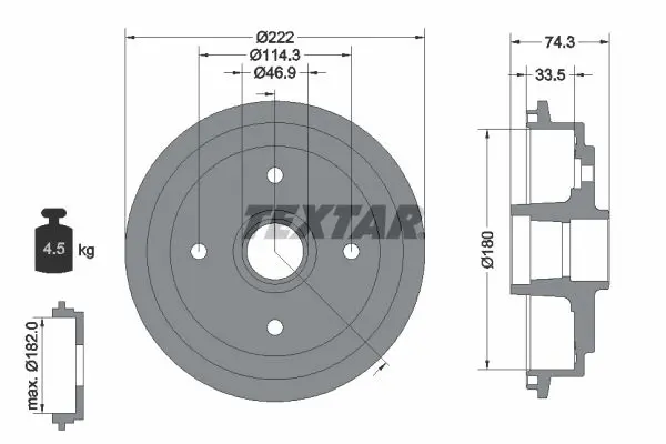 Handler.Part Brake drum TEXTAR 94019300 1