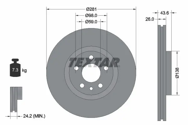 Handler.Part Brake disc TEXTAR 92074003 1