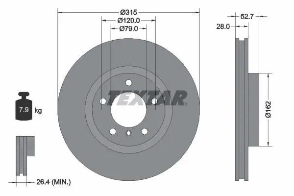 Handler.Part Brake disc TEXTAR 92071203 1