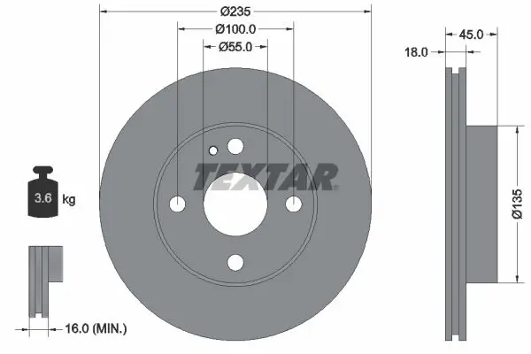 Handler.Part Brake disc TEXTAR 92061500 1