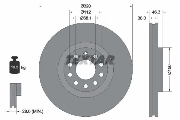 Handler.Part Brake disc TEXTAR 92106703 1