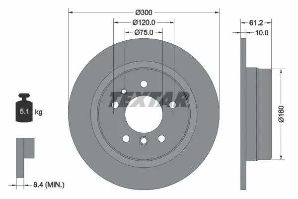 Handler.Part Brake disc TEXTAR 92042303 1