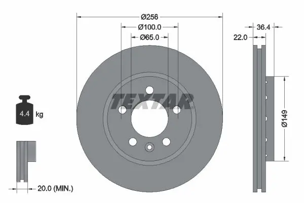 Handler.Part Brake disc TEXTAR 92098603 1