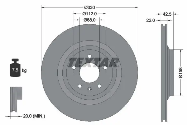 Handler.Part Brake disc TEXTAR 92160403 1