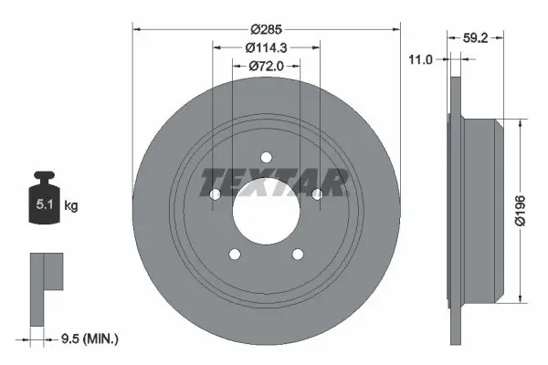 Handler.Part Brake disc TEXTAR 92169403 1