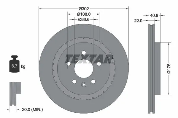 Handler.Part Brake disc TEXTAR 92168303 1