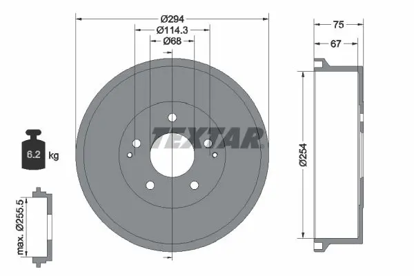 Handler.Part Brake drum TEXTAR 94023400 1