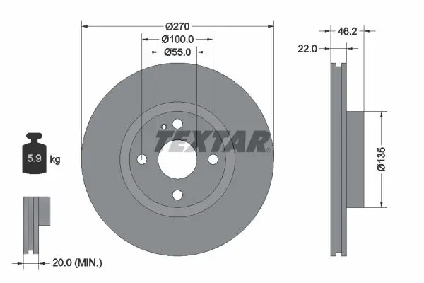 Handler.Part Brake disc TEXTAR 92175903 1