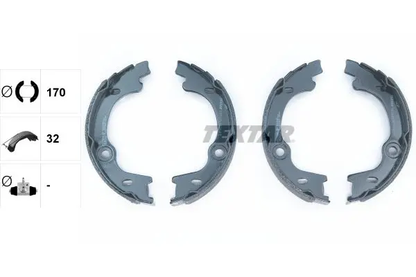 Handler.Part Brake shoe set, parking brake TEXTAR 91076400 2