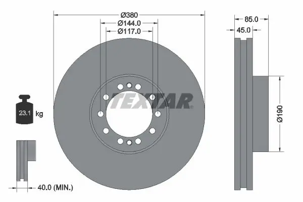 Handler.Part Brake disc TEXTAR 93192000 1