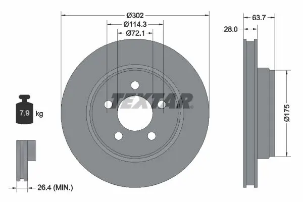 Handler.Part Brake disc TEXTAR 92203303 1