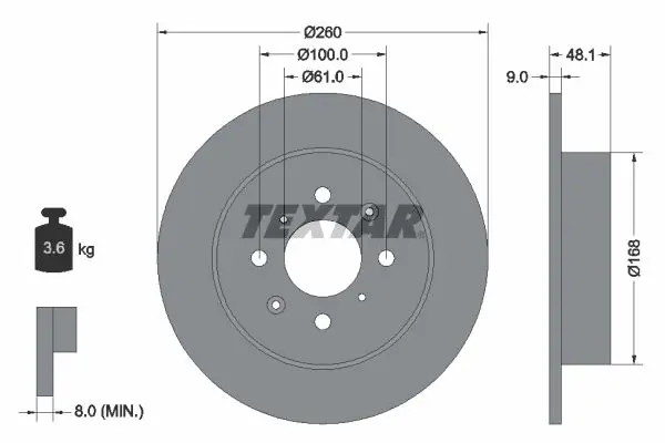 Handler.Part Brake disc TEXTAR 92125403 1