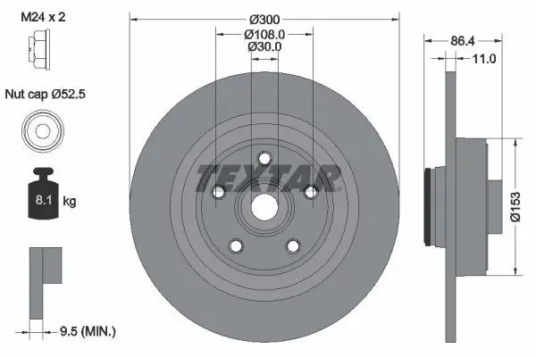 Handler.Part Brake disc TEXTAR 92159800 1