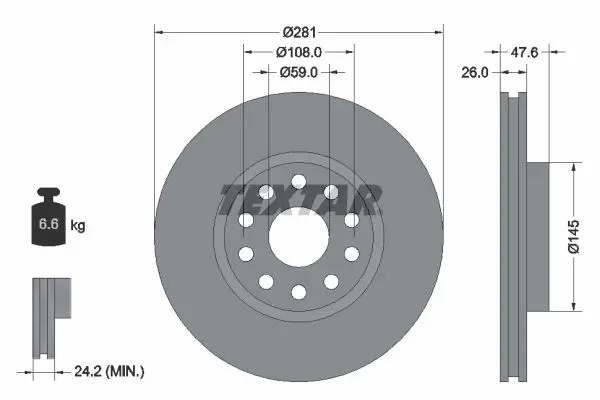 Handler.Part Brake disc TEXTAR 92093900 1