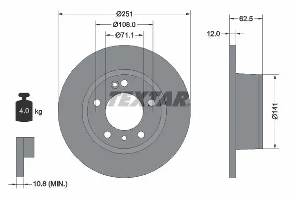 Handler.Part Brake disc TEXTAR 92059900 1