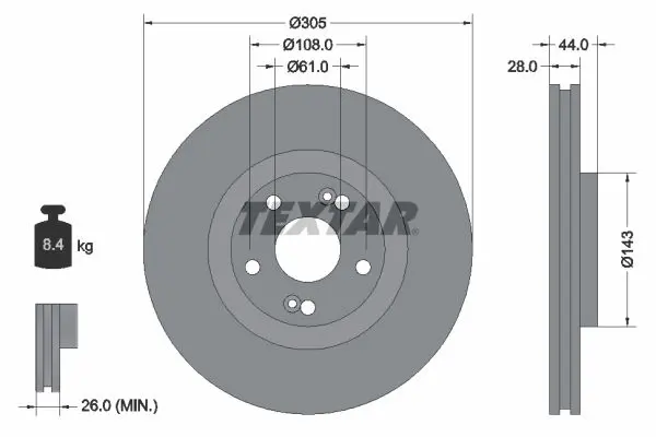 Handler.Part Brake disc TEXTAR 92112300 1