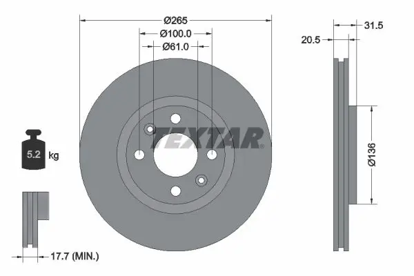 Handler.Part Brake disc TEXTAR 92049400 1