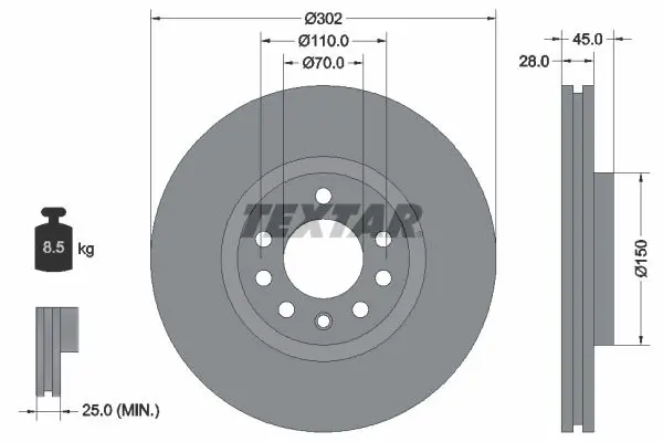 Handler.Part Brake disc TEXTAR 92118303 1