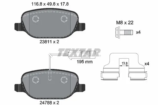 Handler.Part Brake pad set, disc brake TEXTAR 2381101 1