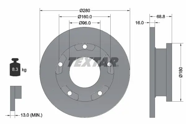 Handler.Part Brake disc TEXTAR 92155700 1