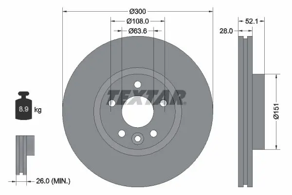 Handler.Part Brake disc TEXTAR 92196903 1