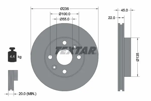 Handler.Part Brake disc TEXTAR 92134200 1